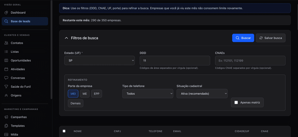 Busca de leads qualificados